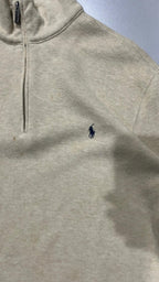 Ralph Lauren 1/4 Zip Sweater - Maglione Ralph Lauren Mezza Zip Dolcevita Beige (M)
