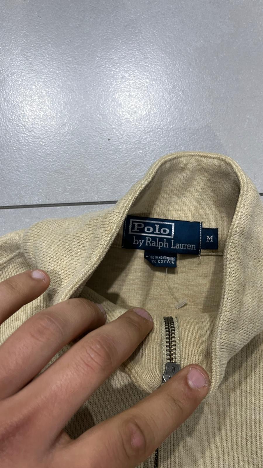 Ralph Lauren 1/4 Zip Sweater - Maglione Ralph Lauren Mezza Zip Dolcevita Beige (M)