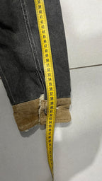 Bomber Vintage Y2K Heavy Leather Jacket Con Pelliccia Grey / Beige (L)