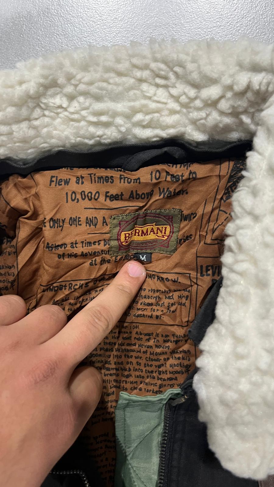 Bomber Vintage Y2K Heavy Leather Jacket Con Pelliccia MultiColor (M)