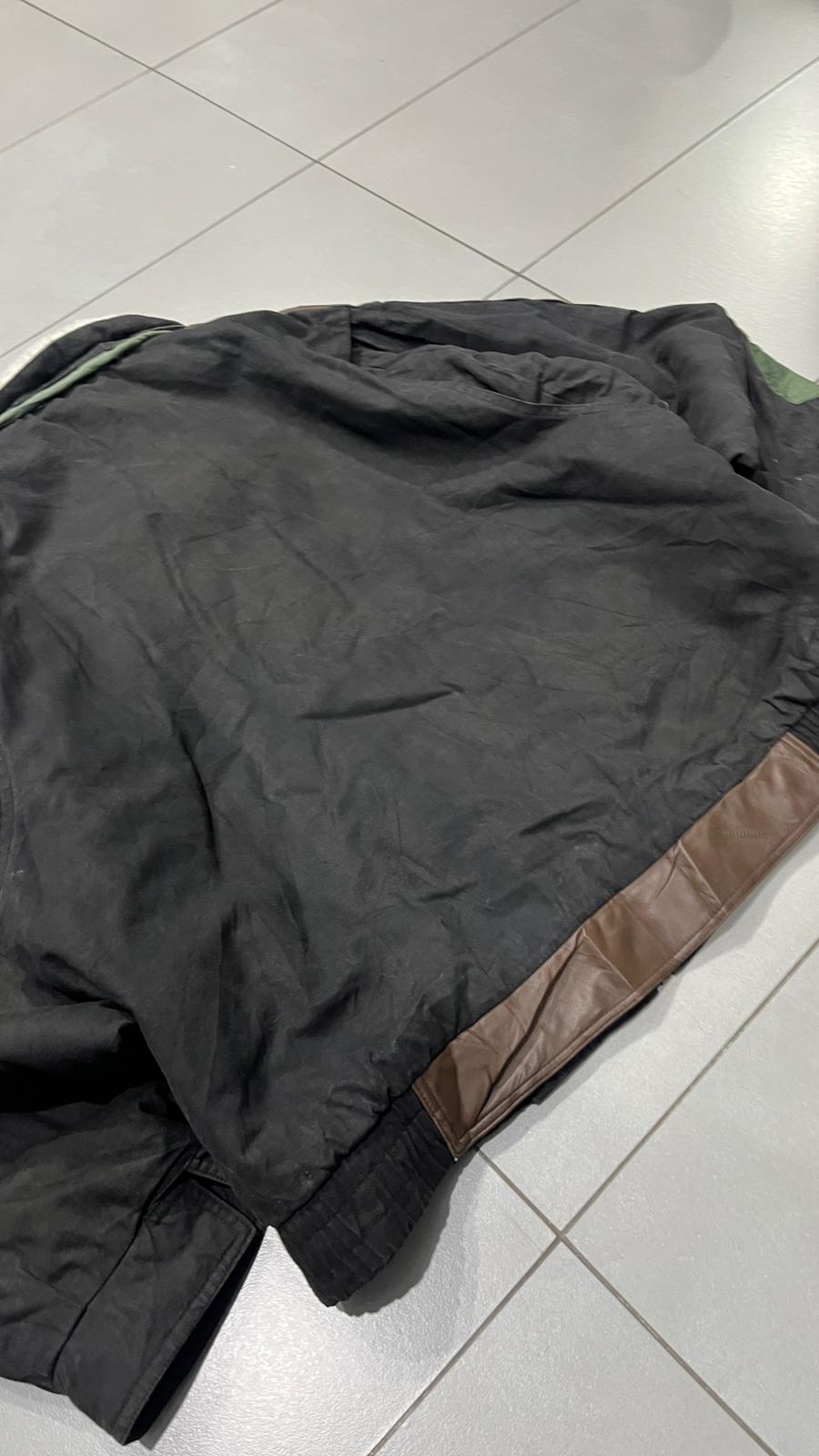 Bomber Vintage Y2K Heavy Leather Jacket Con Pelliccia MultiColor (M)