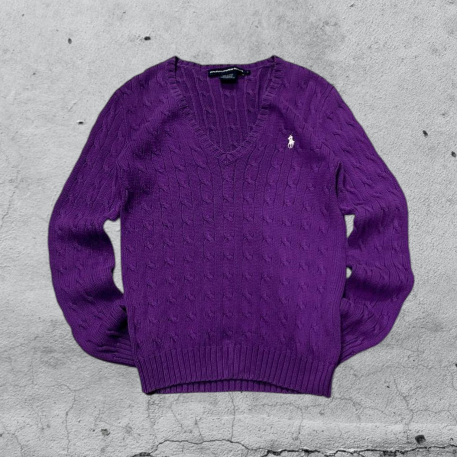 Maglione a Treccia Ralph Lauren con Scollo a V (L) da Donna