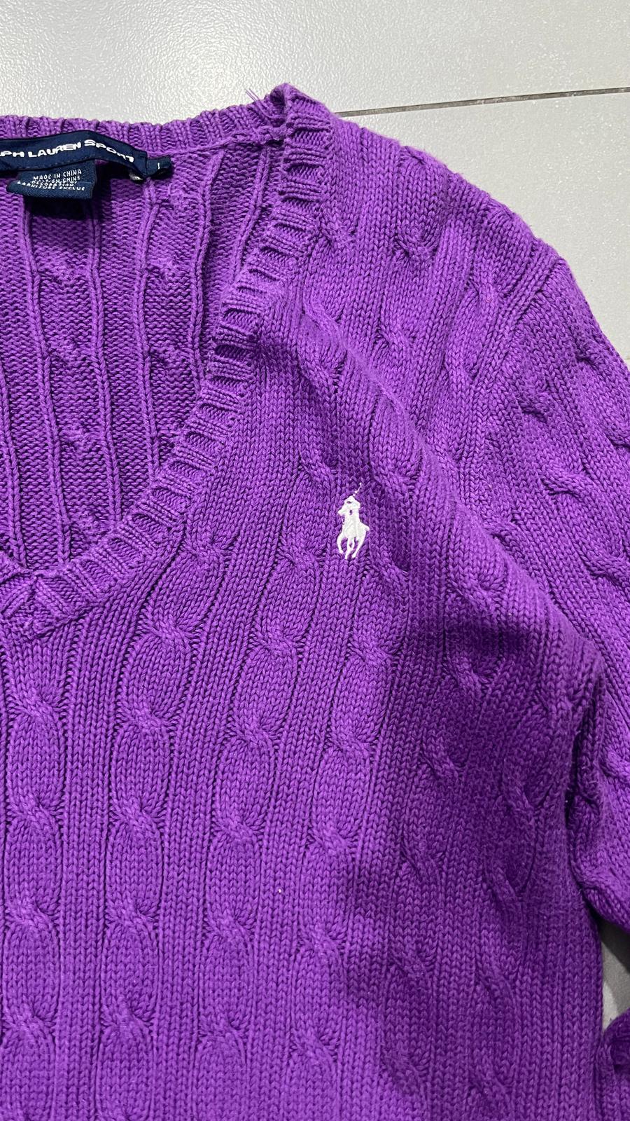 Maglione a Treccia Ralph Lauren con Scollo a V (L) da Donna