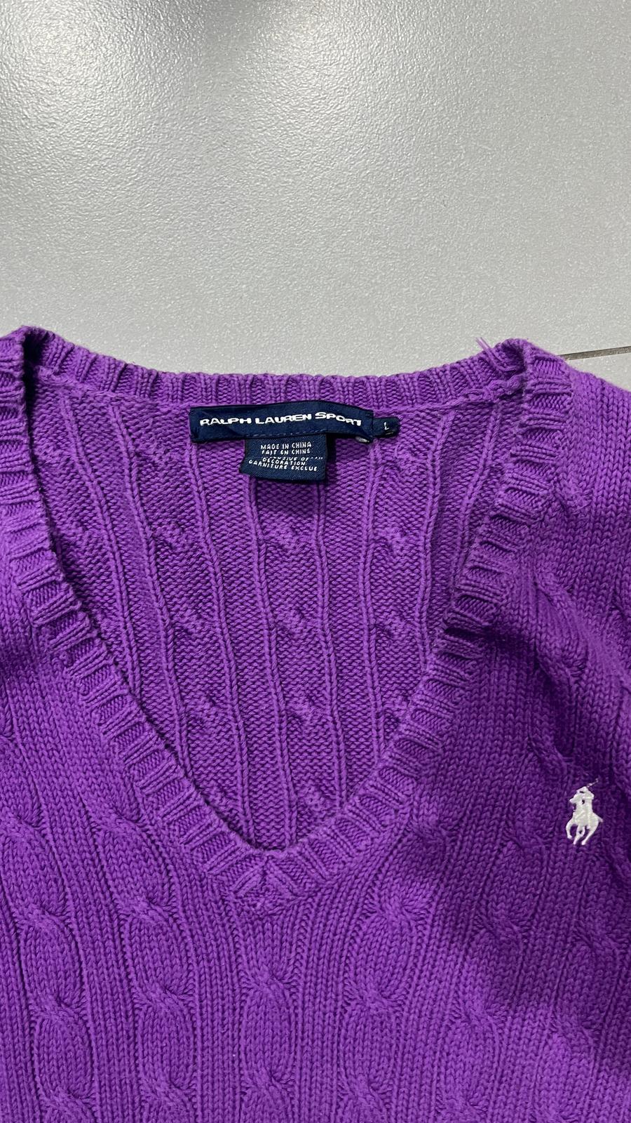 Maglione a Treccia Ralph Lauren con Scollo a V (L) da Donna