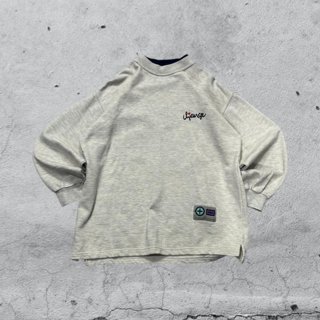 Felpa GIrocollo Vintage Ricamata Grigia (M)