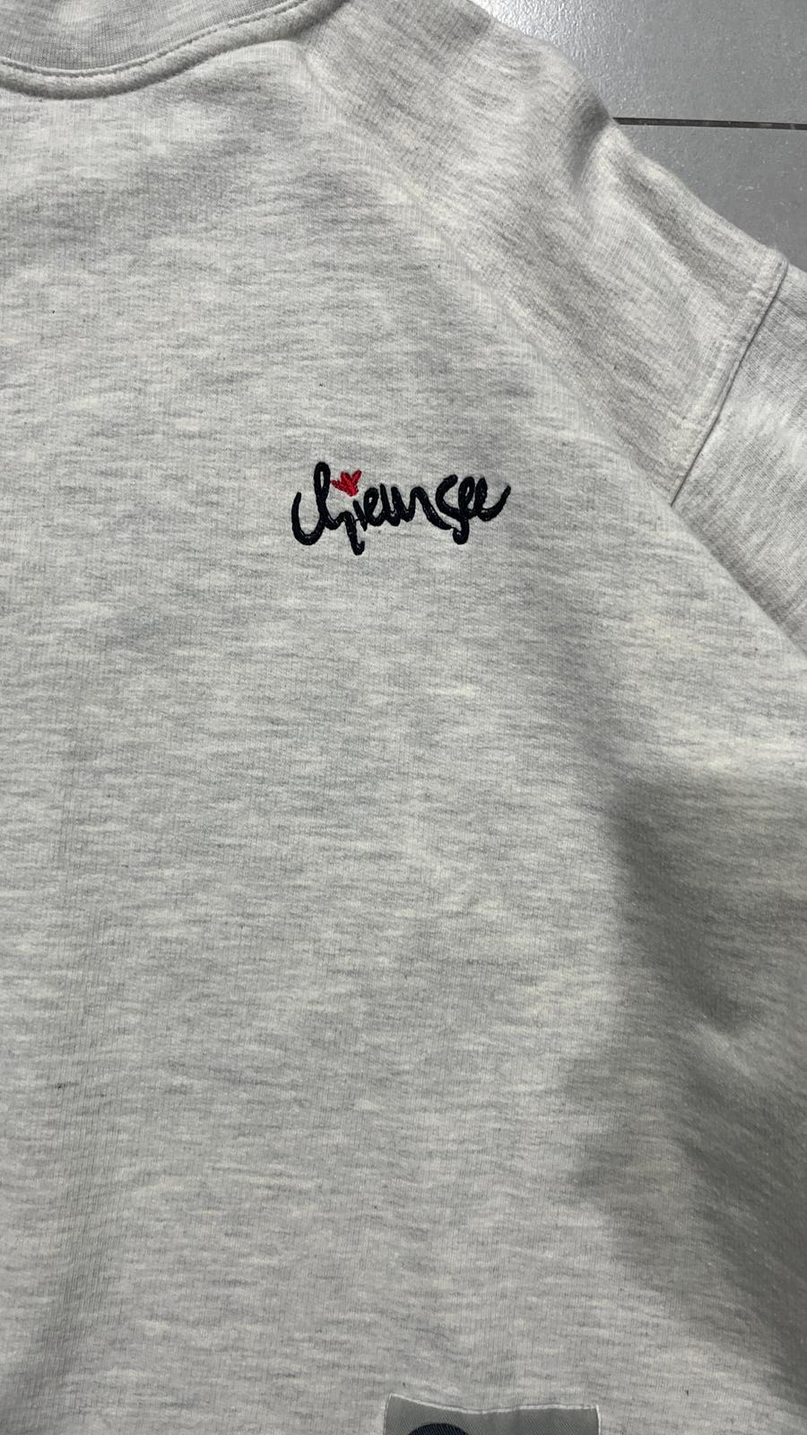 Felpa GIrocollo Vintage Ricamata Grigia (M)