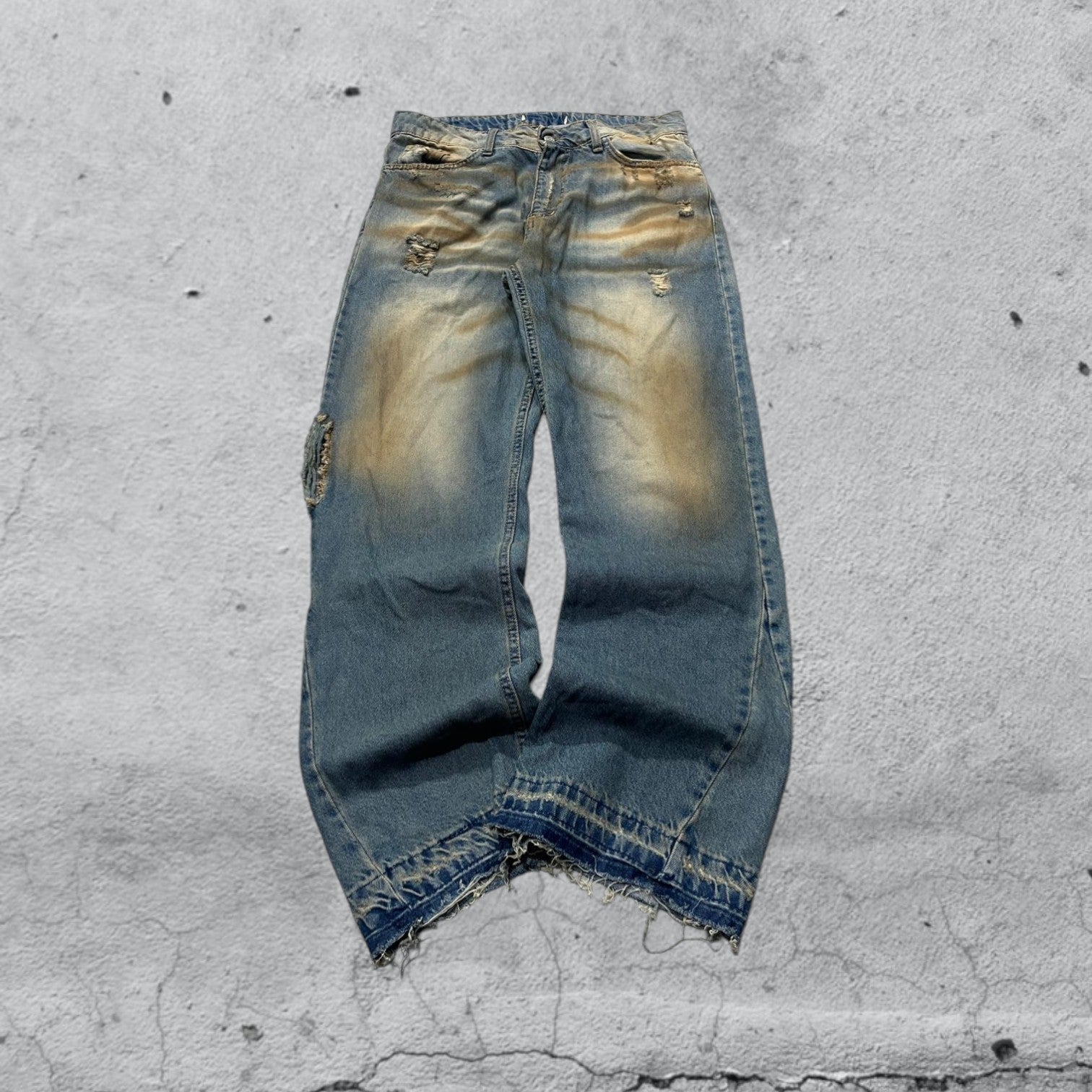 Denim Stone Wash Flare Particular Sfrangiato (M)