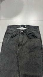 Denim Jeans Black Grey Baggy Fit Flare Sfrangiato (S)