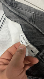 Denim Jeans Black Grey Baggy Fit Flare Sfrangiato (S)
