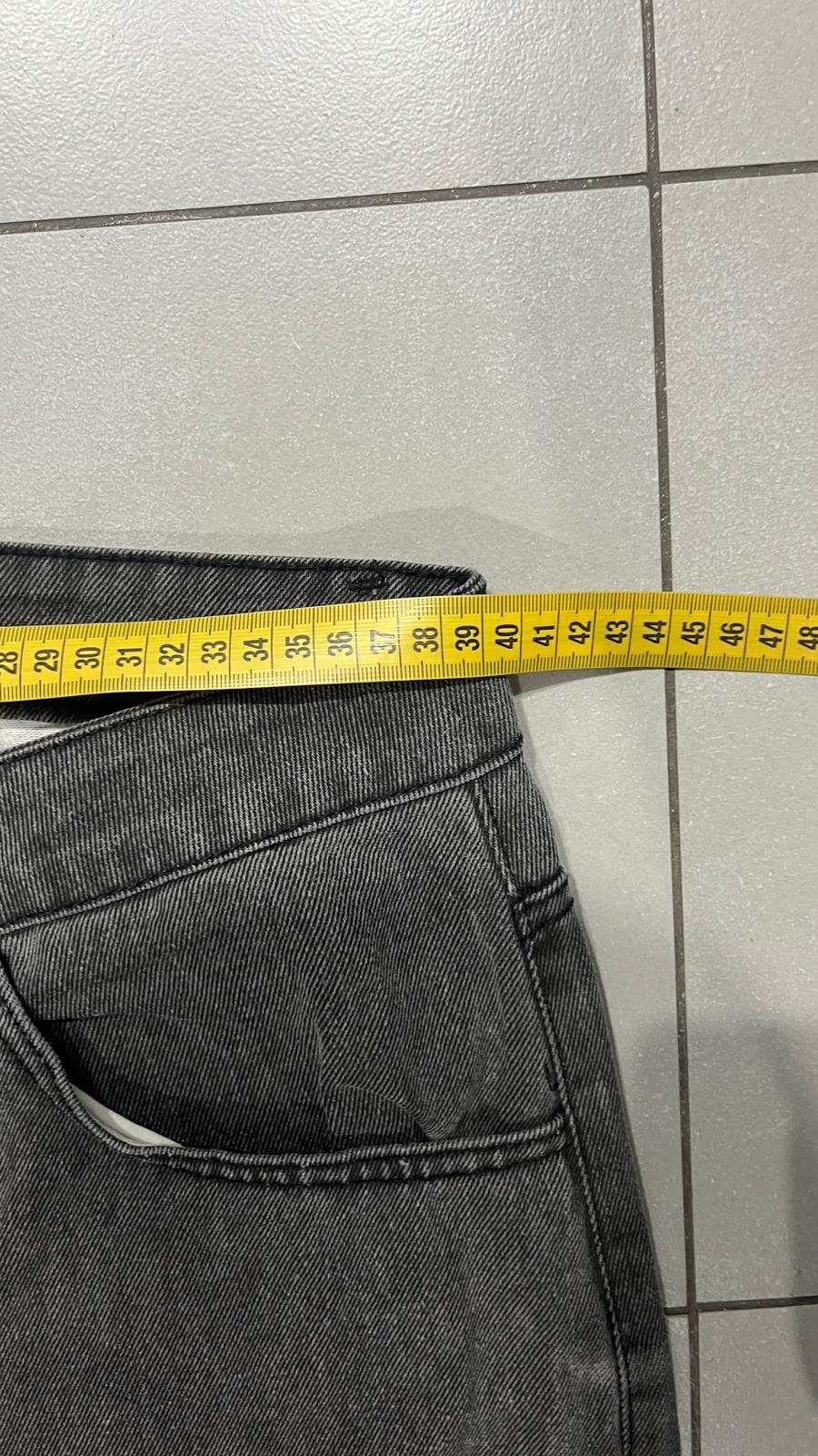 Denim Jeans Black Grey Baggy Fit Flare Sfrangiato (S)