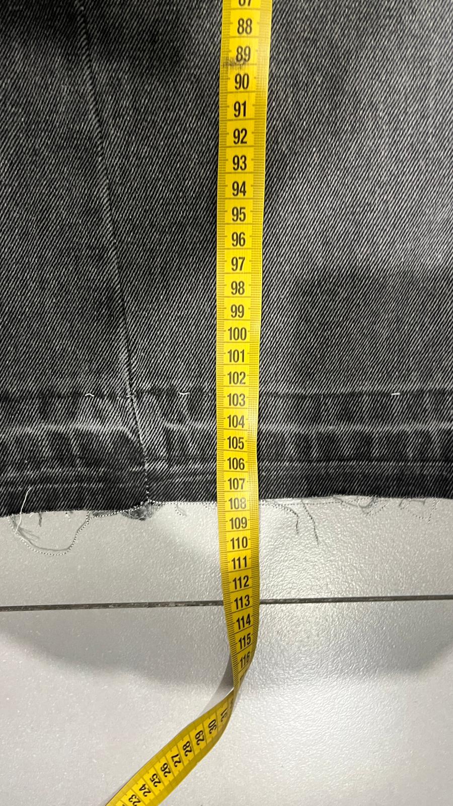 Denim Jeans Black Grey Baggy Fit Flare Sfrangiato (S)