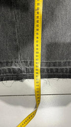 Denim Jeans Black Grey Baggy Fit Flare Sfrangiato (S)