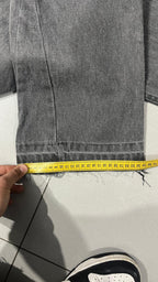 Denim Jeans Black Grey Baggy Fit Flare Sfrangiato (S)