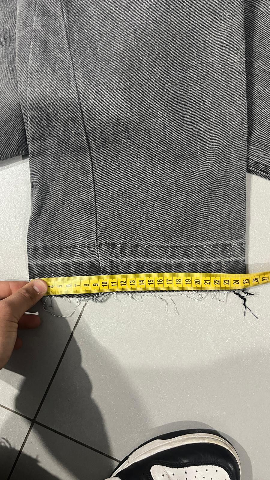 Denim Jeans Black Grey Baggy Fit Flare Sfrangiato (S)