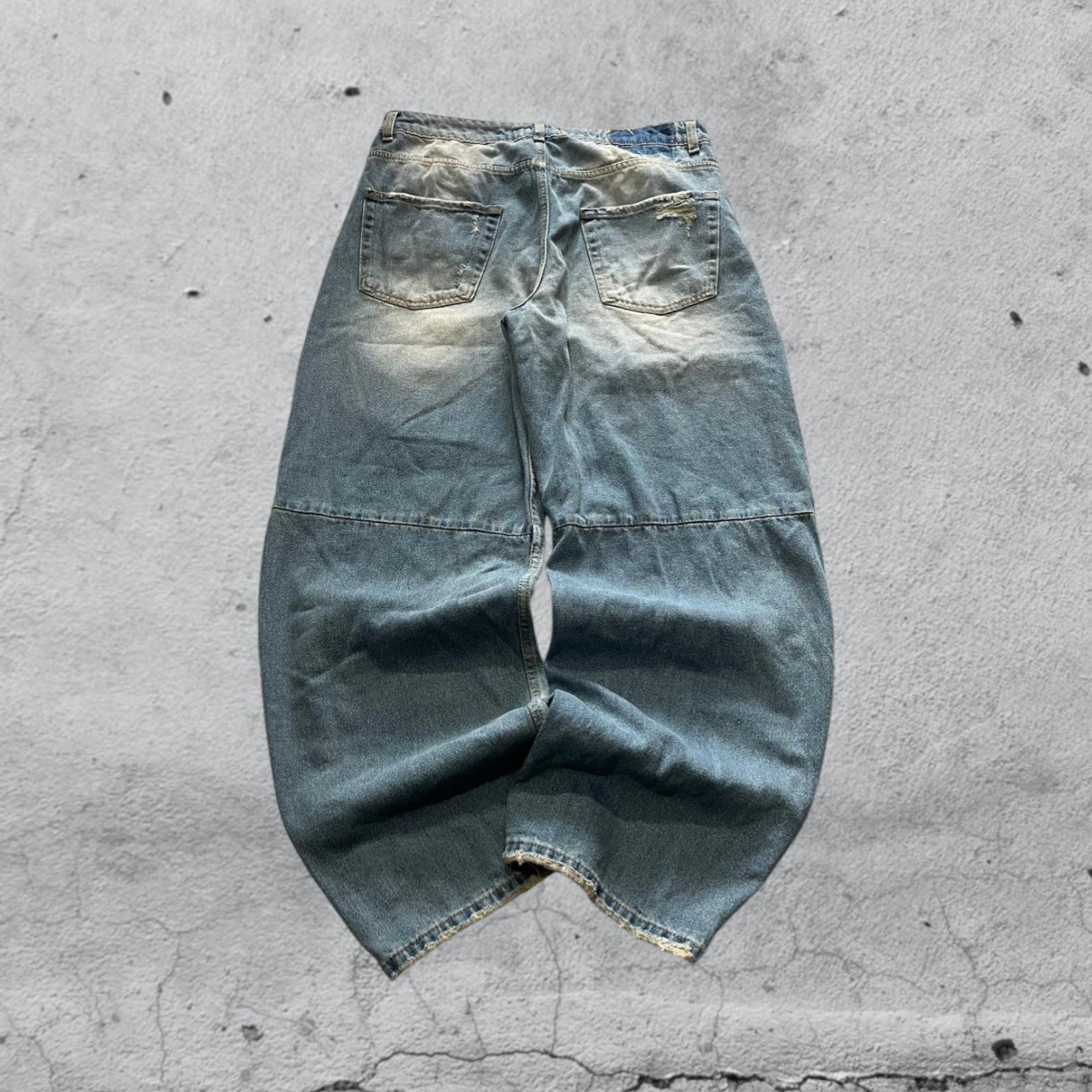 Denim Washed Baggy Fit Balloon con Rotture (L)