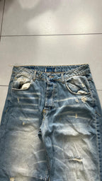 Denim Washed Baggy Fit Balloon con Rotture (L)