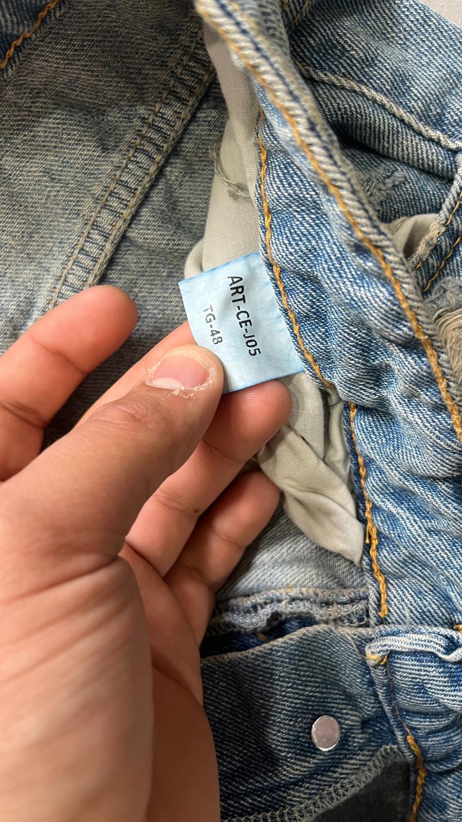 Denim Washed Baggy Fit Balloon con Rotture (L)