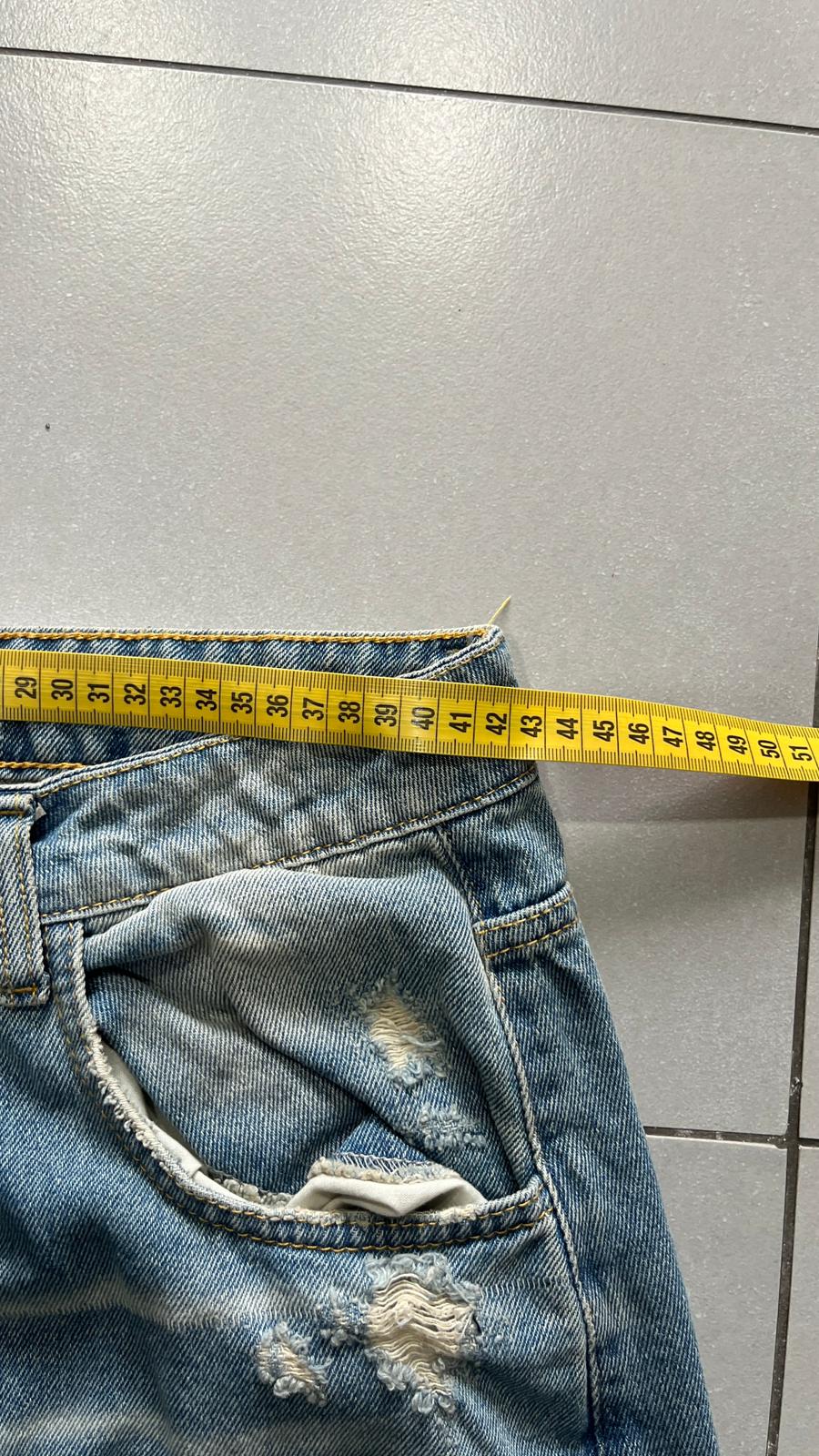 Denim Washed Baggy Fit Balloon con Rotture (L)