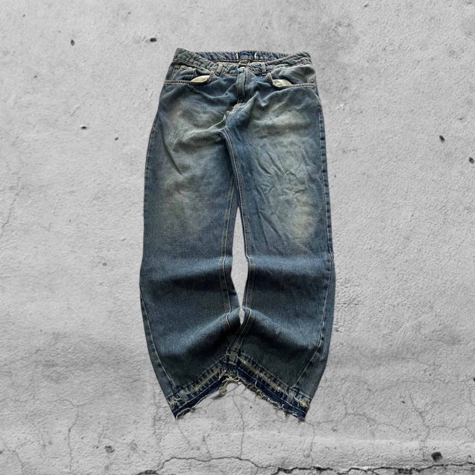 Denim Flare Baggy Stone Wash Blu (L)