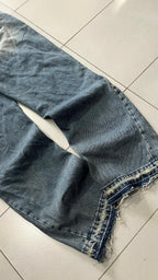 Denim Flare Baggy Stone Wash Blu (L)
