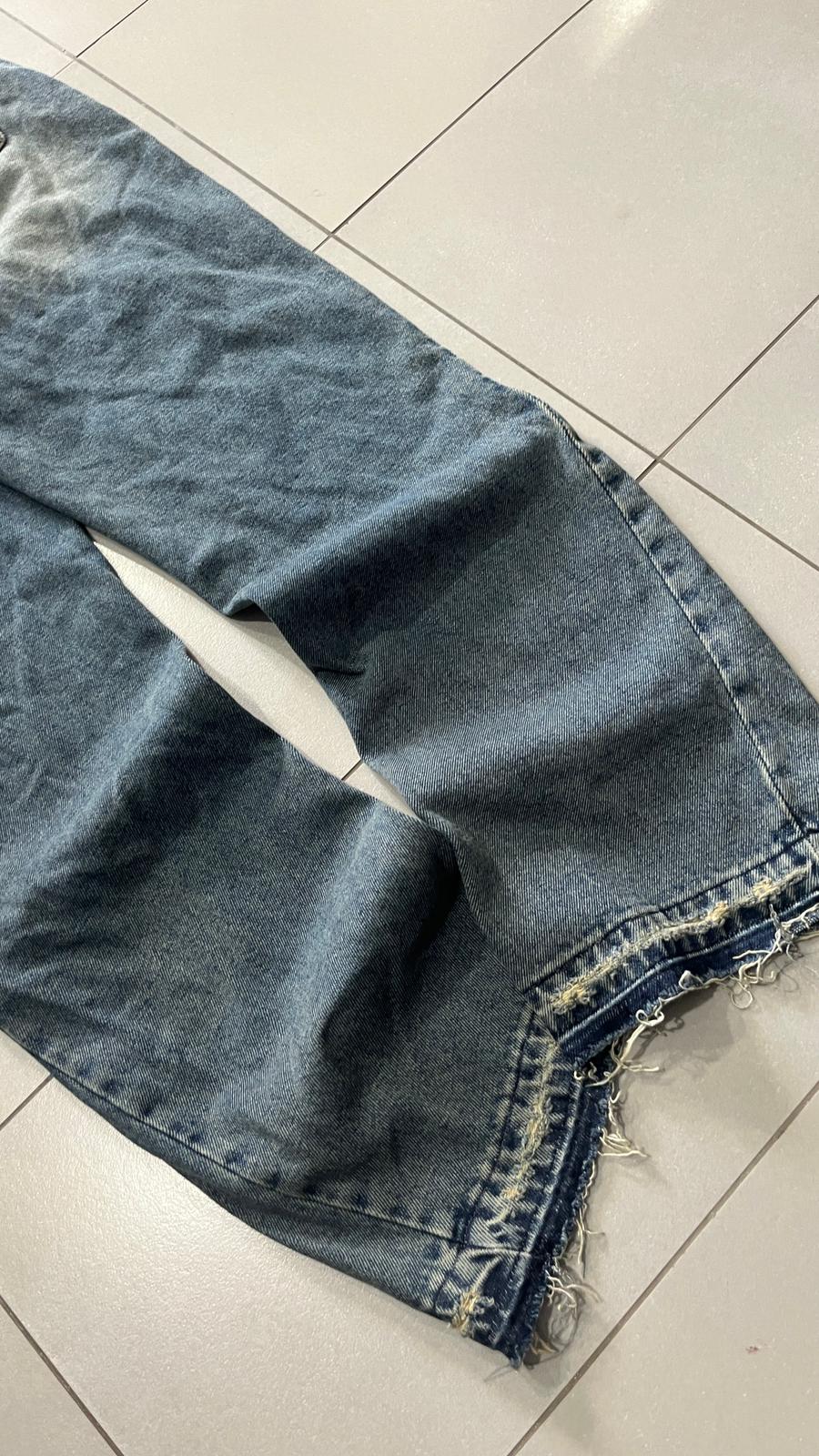 Denim Flare Baggy Stone Wash Blu (L)