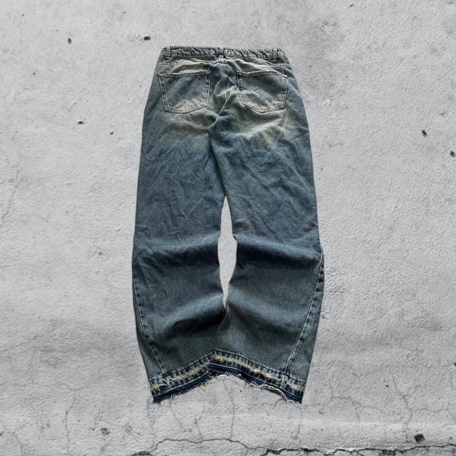 Denim Flare Baggy Stone Wash Blu (L)