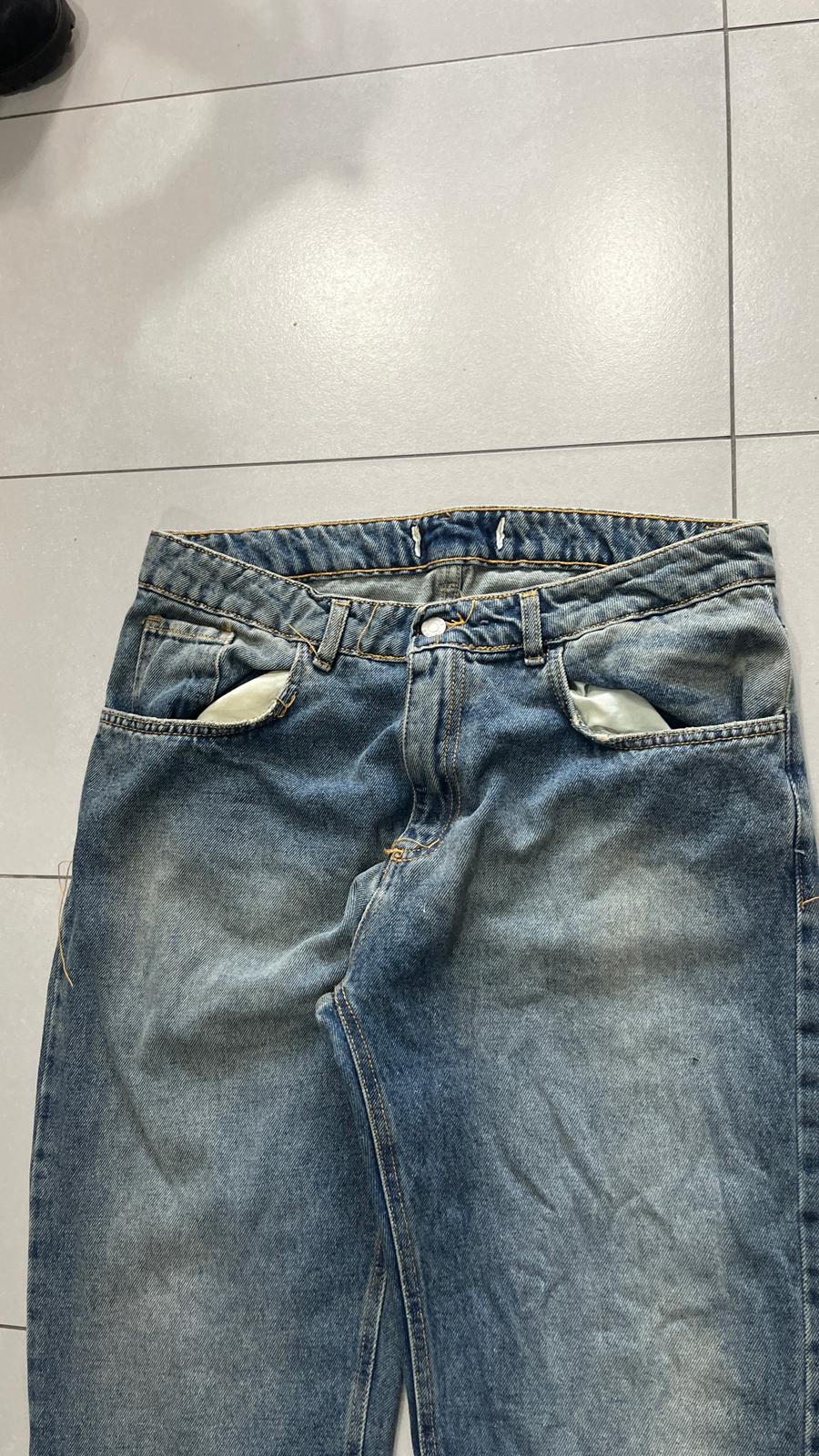 Denim Flare Baggy Stone Wash Blu (L)