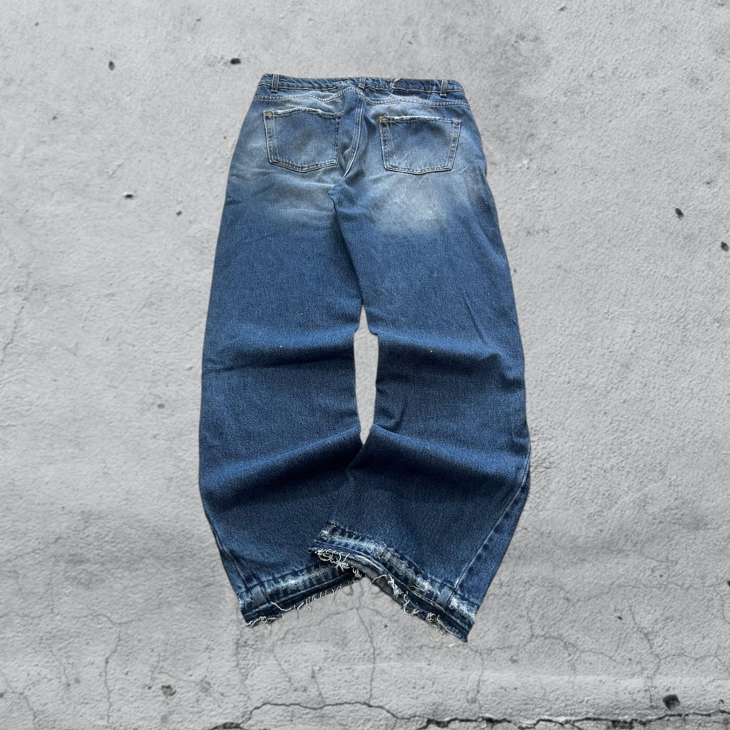 Denim Flare Baggy Fit Blue Wash Sfrangiato (L)