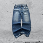 Denim Flare Baggy Fit Blue Wash Sfrangiato (L)
