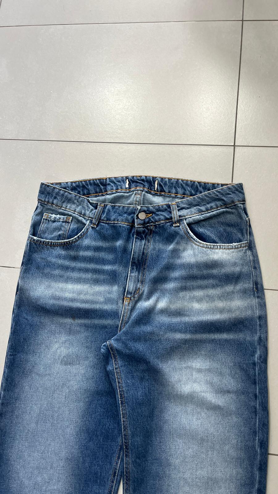 Denim Flare Baggy Fit Blue Wash Sfrangiato (L)