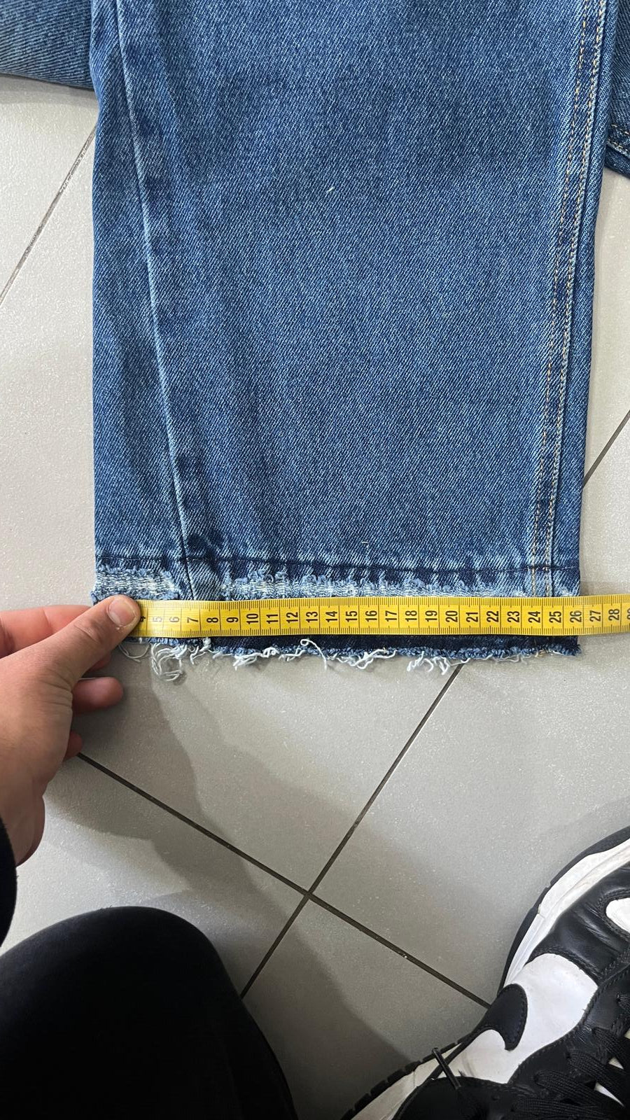 Denim Flare Baggy Fit Blue Wash Sfrangiato (L)