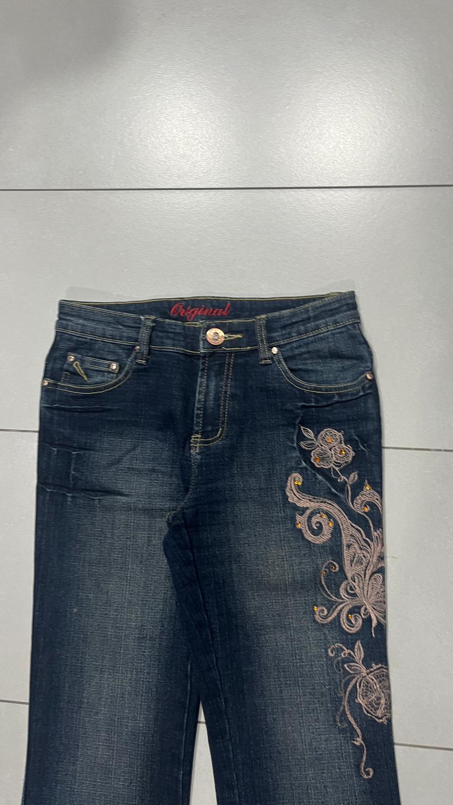 Denim Jeans Embroidered Particular Bootcut Flared Jeans Y2K (XS)