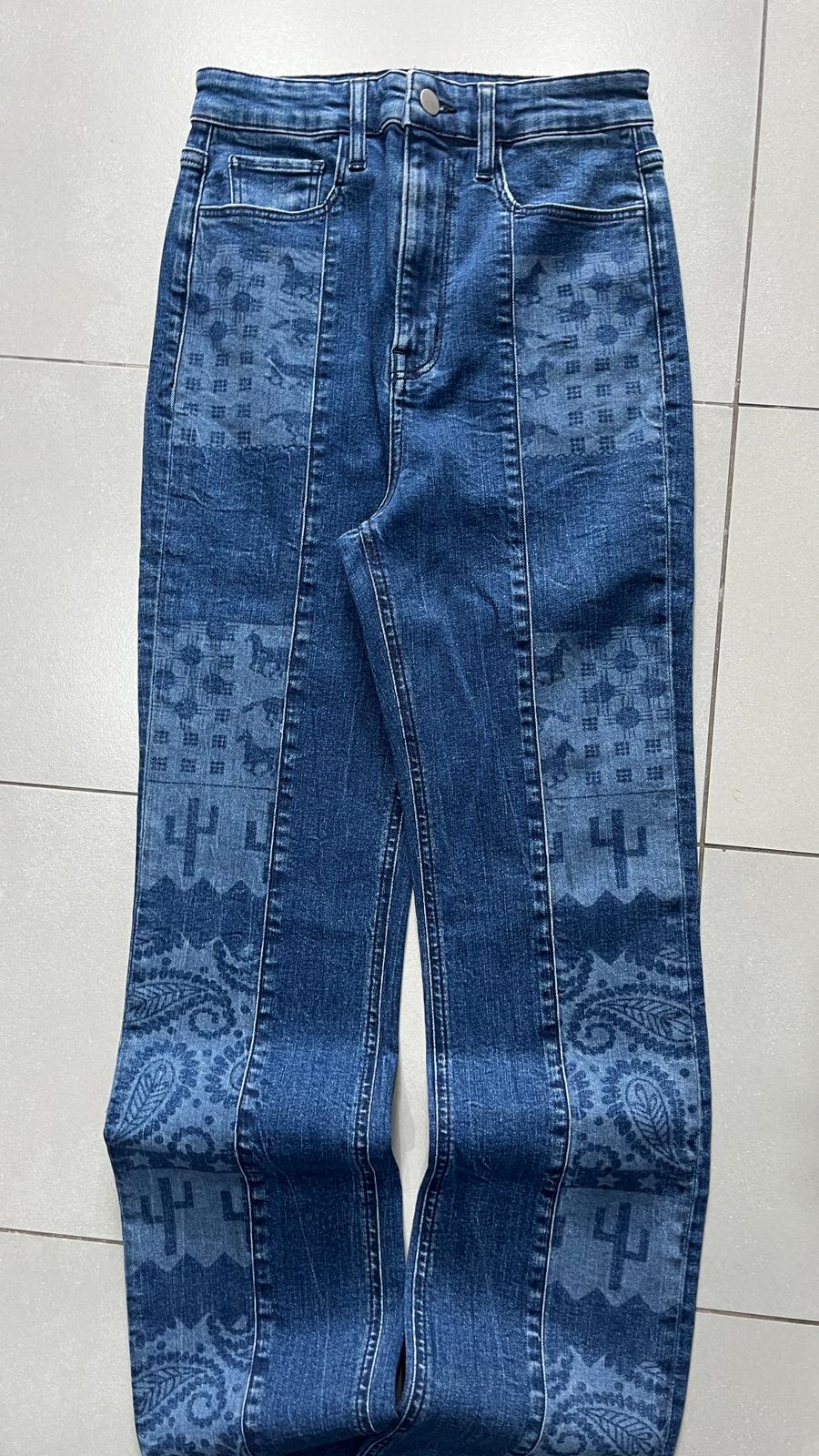 Denim Jeans Straight / Flared Fit Japan Style Printed (XXS)