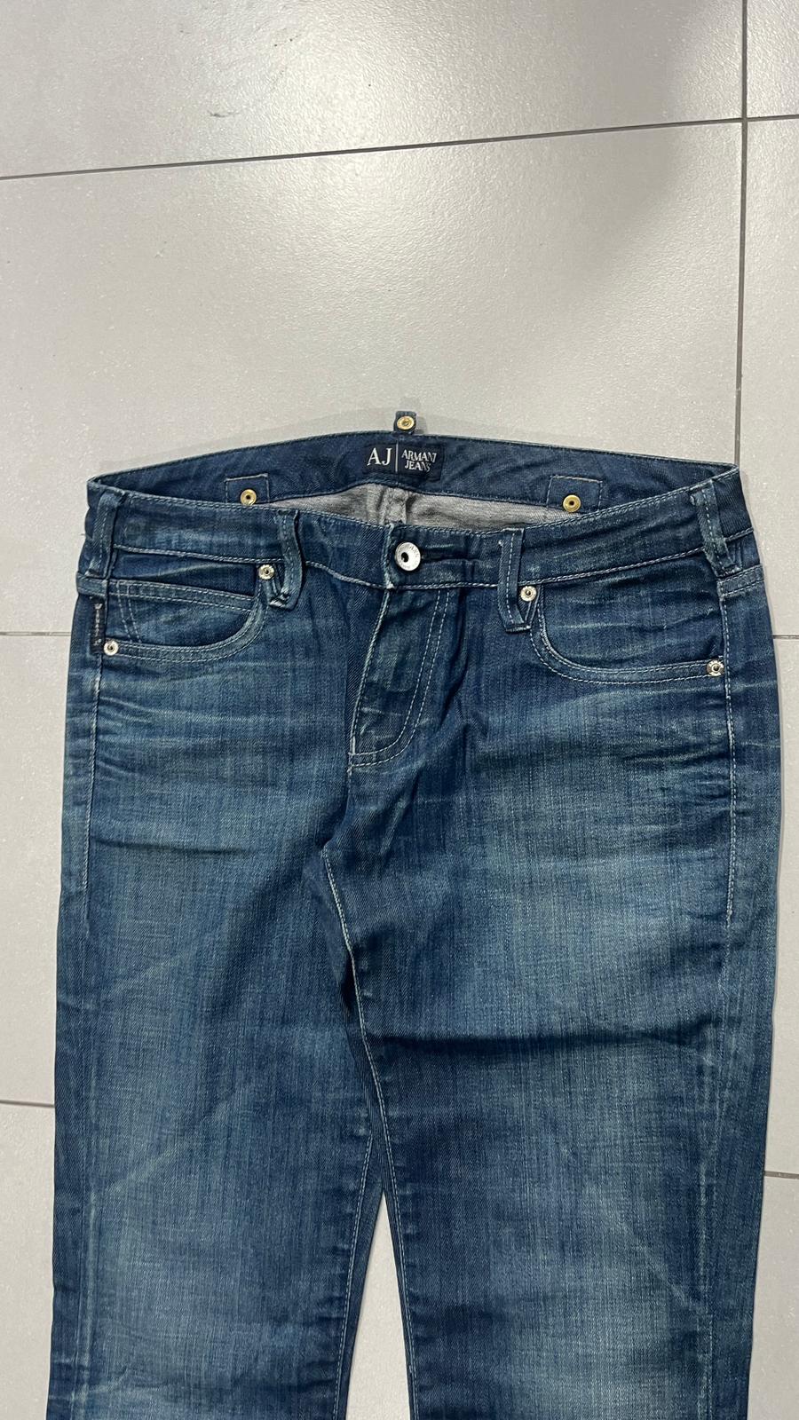 Denim Jeans Armani Blu Wash Low Waist con Cinturino Posteriore (S)
