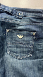 Denim Jeans Armani Blu Wash Low Waist con Cinturino Posteriore (S)