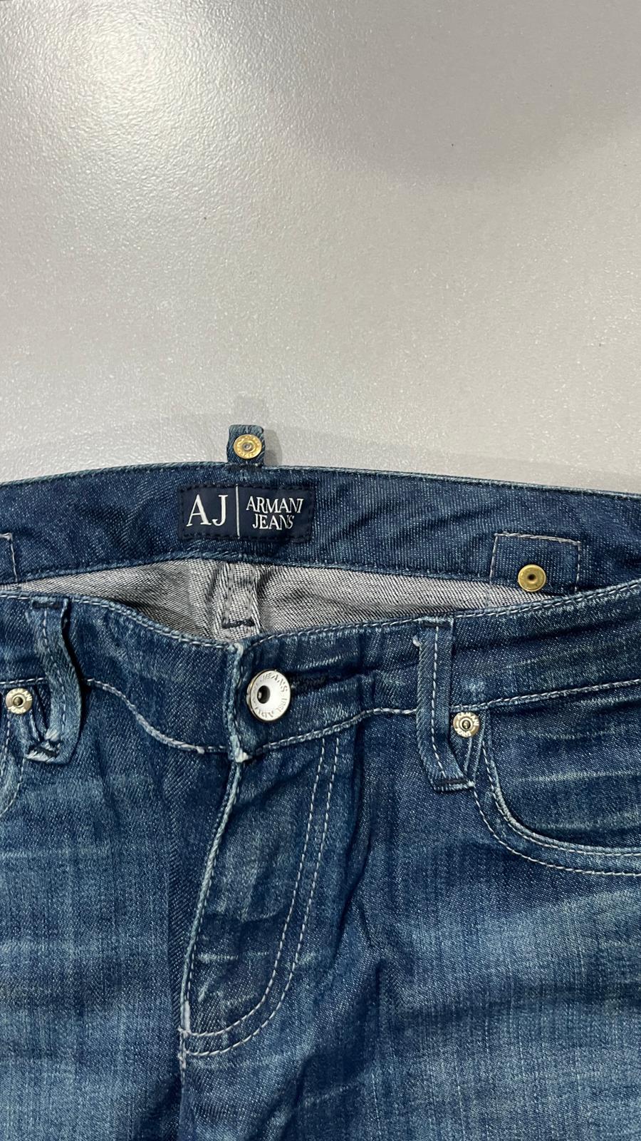 Denim Jeans Armani Blu Wash Low Waist con Cinturino Posteriore (S)
