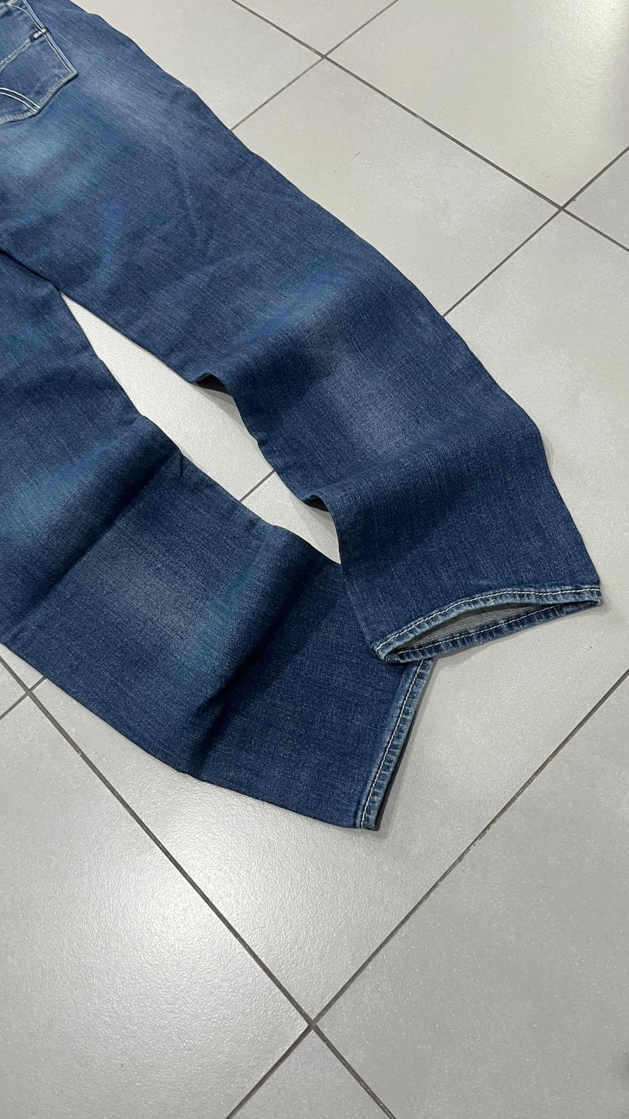Denim Jeans Gas Slim Skinny Fit Blu Wash con Rotture (XL)