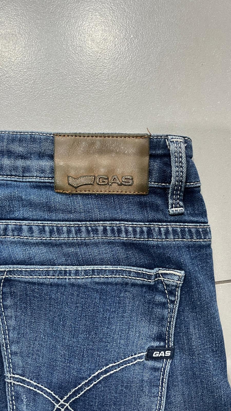 Denim Jeans Gas Slim Skinny Fit Blu Wash con Rotture (XL)