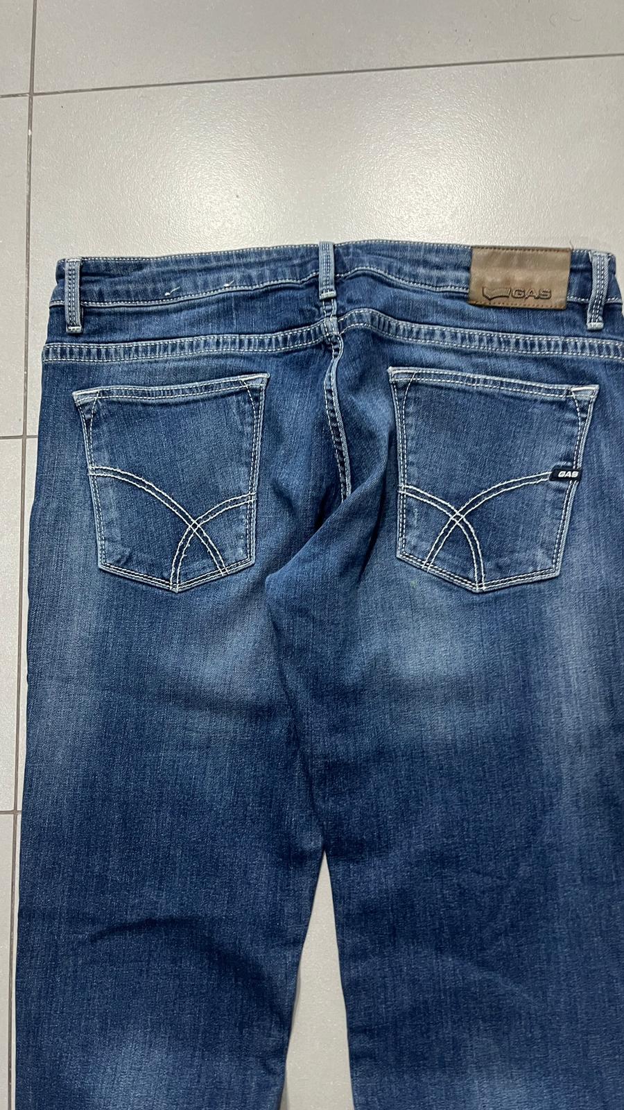 Denim Jeans Gas Slim Skinny Fit Blu Wash con Rotture (XL)