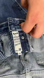 Denim Jeans Gas Slim Skinny Fit Blu Wash con Rotture (XL)