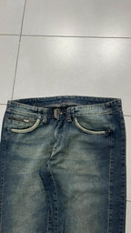 Denim Jeans Stone Wash Baggy Fit Straight Particular Vintage Piece (L)
