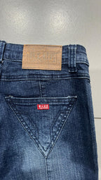 Denim Jeans BootCut Da Donna Blu Wash Flare Fit Low Waist Y2K (S)