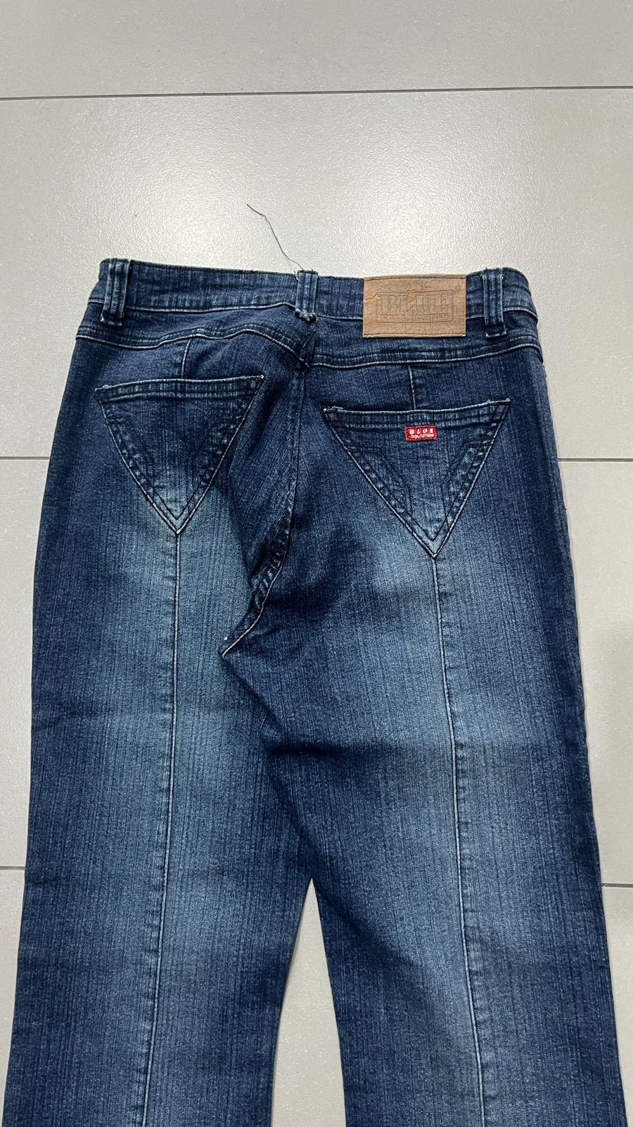 Denim Jeans BootCut Da Donna Blu Wash Flare Fit Low Waist Y2K (S)