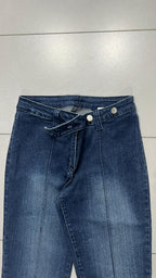 Denim Jeans BootCut Da Donna Blu Wash Flare Fit Low Waist Y2K (S)