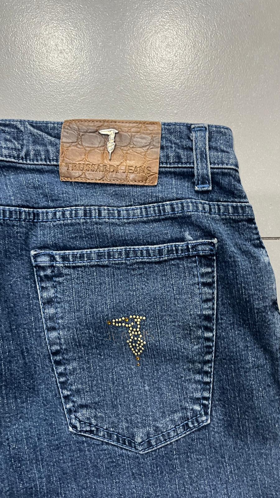 Denim Jeans Trussardi Straight Fit Embroidered Particular (S)