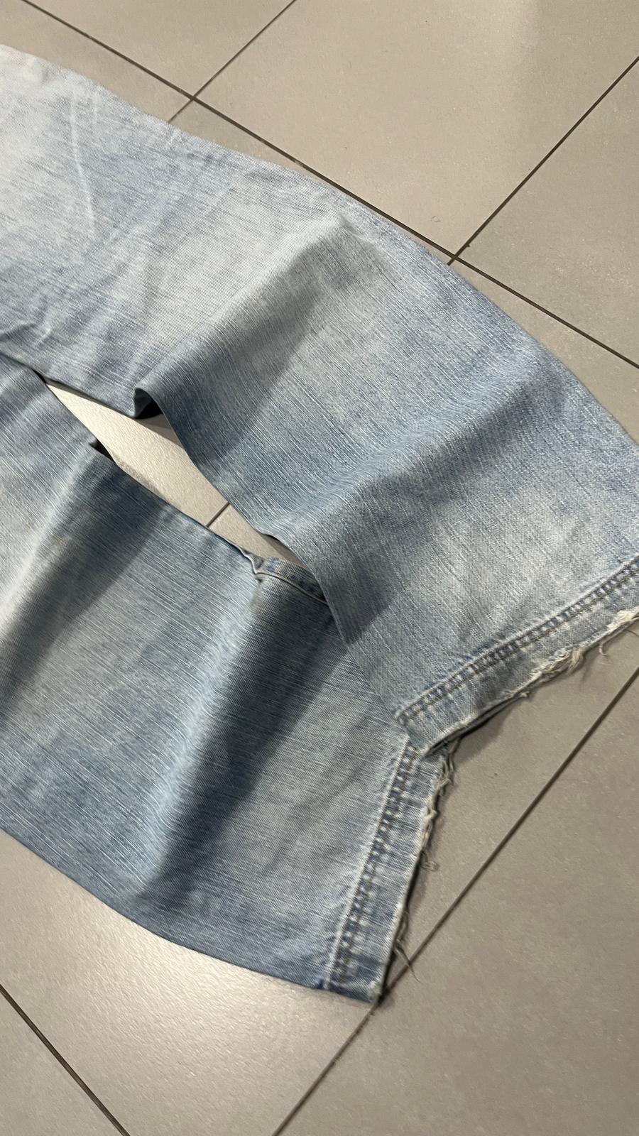 Denim FishBone Super Baggy Fit Light Blue Embroidered Sfrangiato (S)