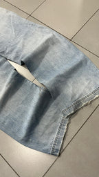 Denim FishBone Super Baggy Fit Light Blue Embroidered Sfrangiato (S)