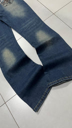 Denim Jeans Svasati BootCut Low Waist Embroidered Washed (XS)
