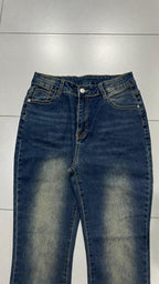Denim Jeans Svasati BootCut Low Waist Embroidered Washed (XS)