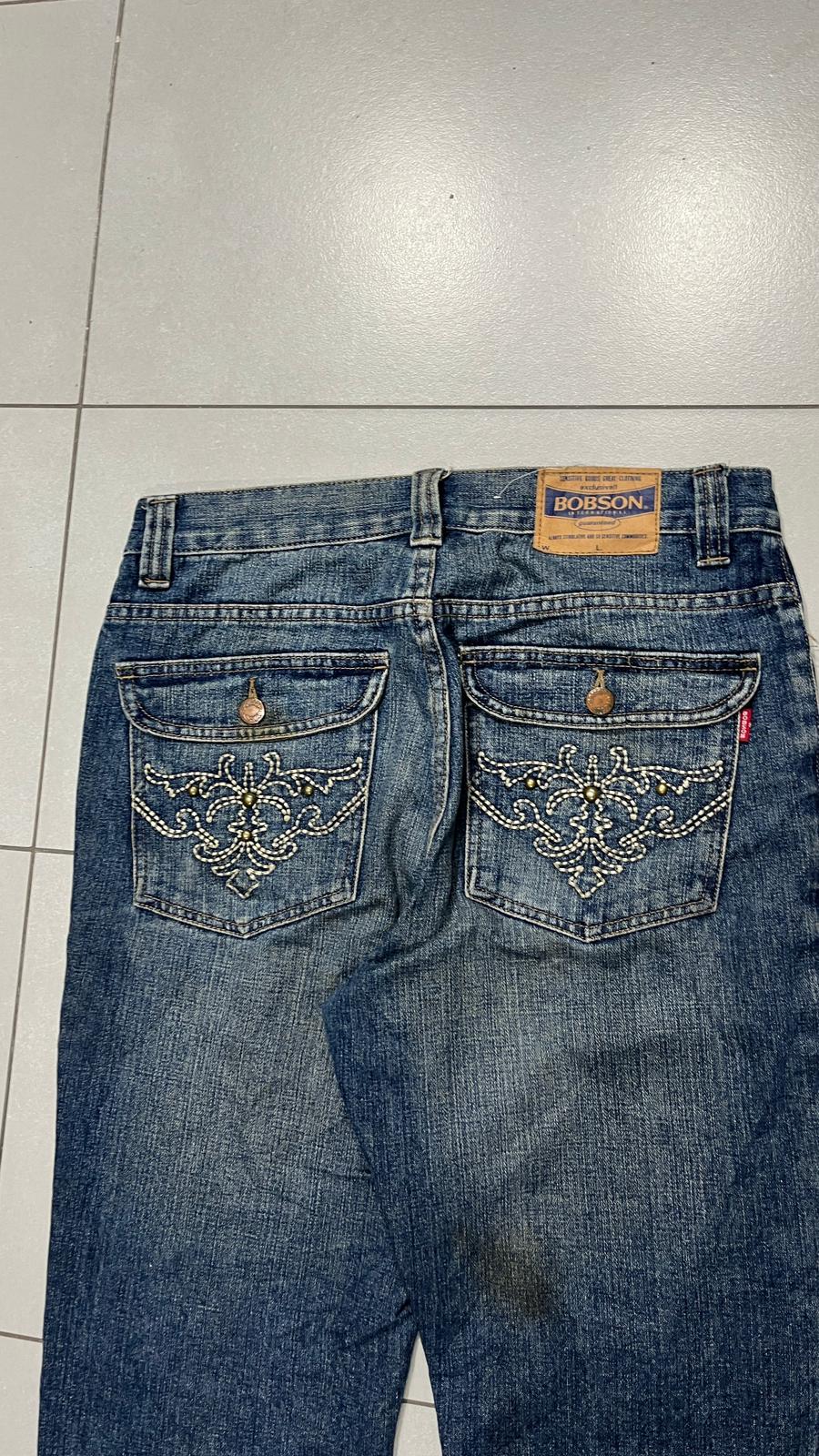 Denim Jeans Japan Style Embroiered Baggy Flared Fit (M)